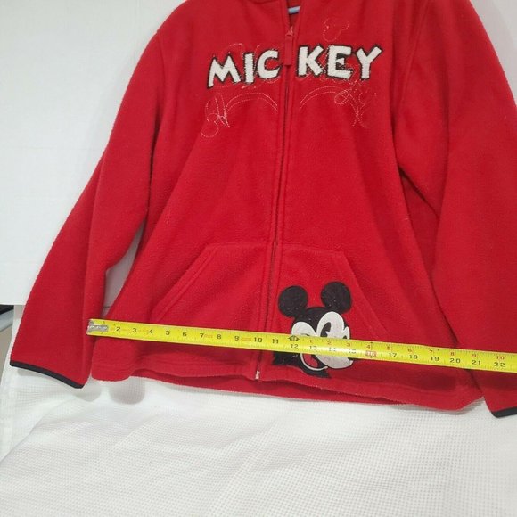 Disney Women Mickey Mouse Red Fleece Lightweight Hoodie Jacket Sz 15/17 XLarge - Picture 3 of 12